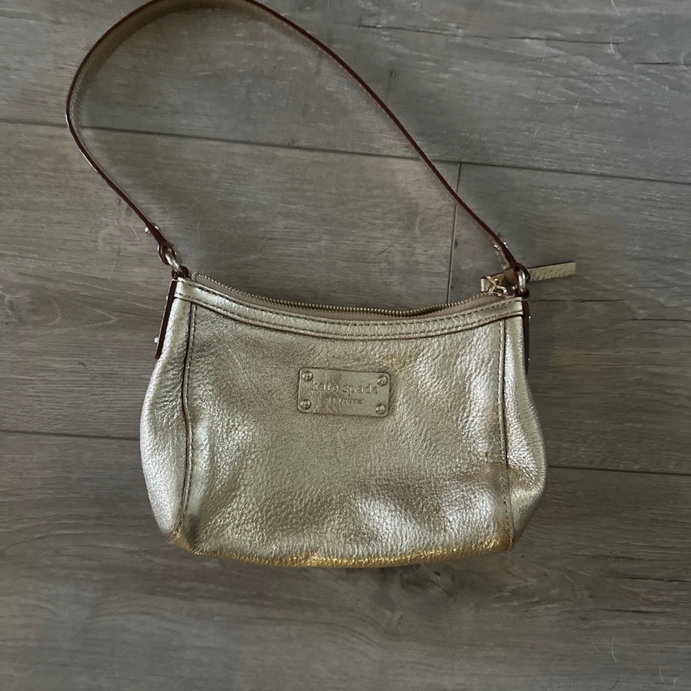 Kate Spade Gold Shimmy Glitter Crossbody Shoulder Bag 9” Wide *read